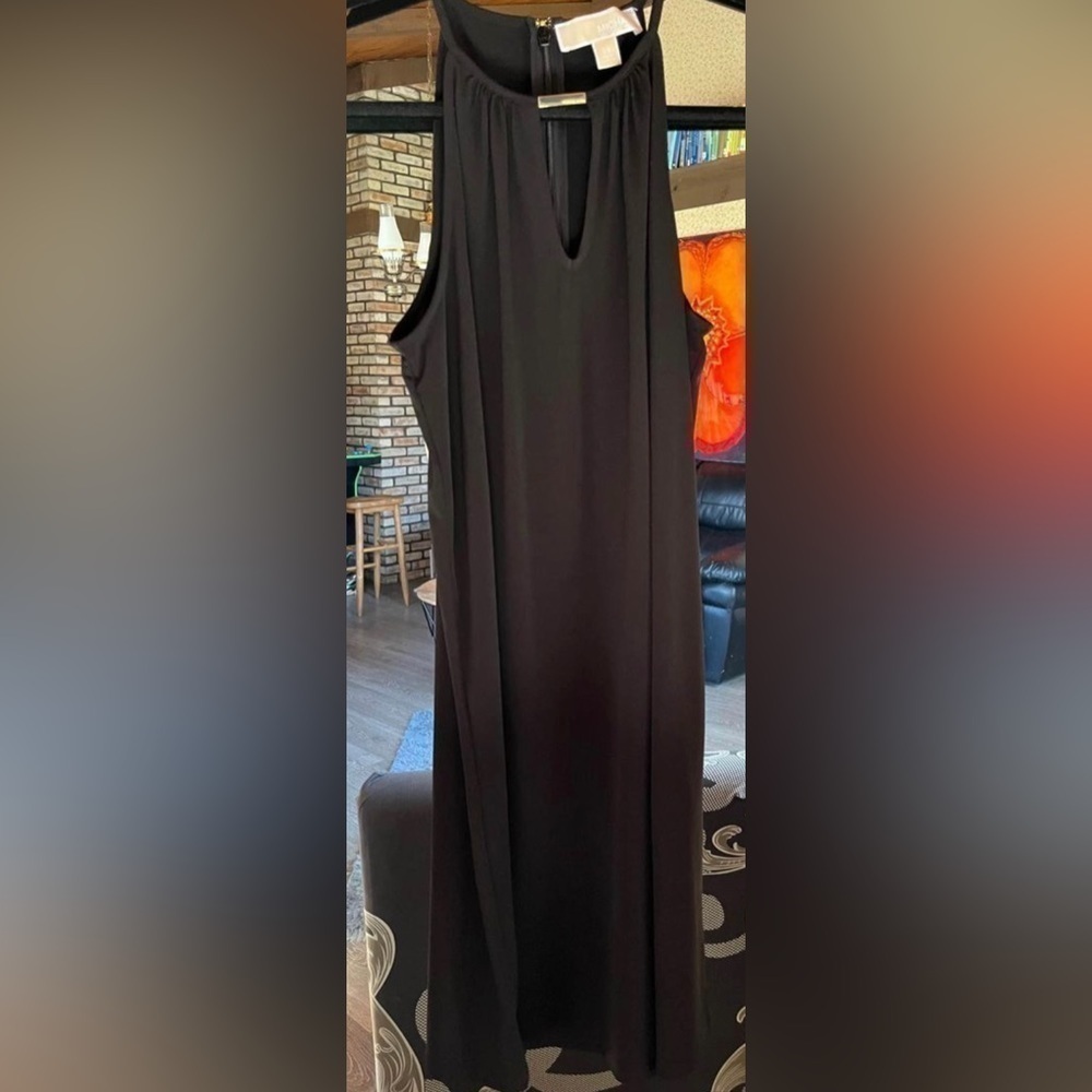 Michael Kors Dress LBD Cocktail Style XS extra small gold accents